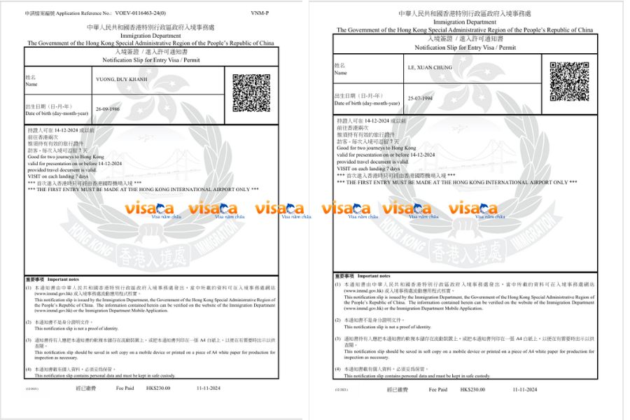 visa du lịch Hong Kong